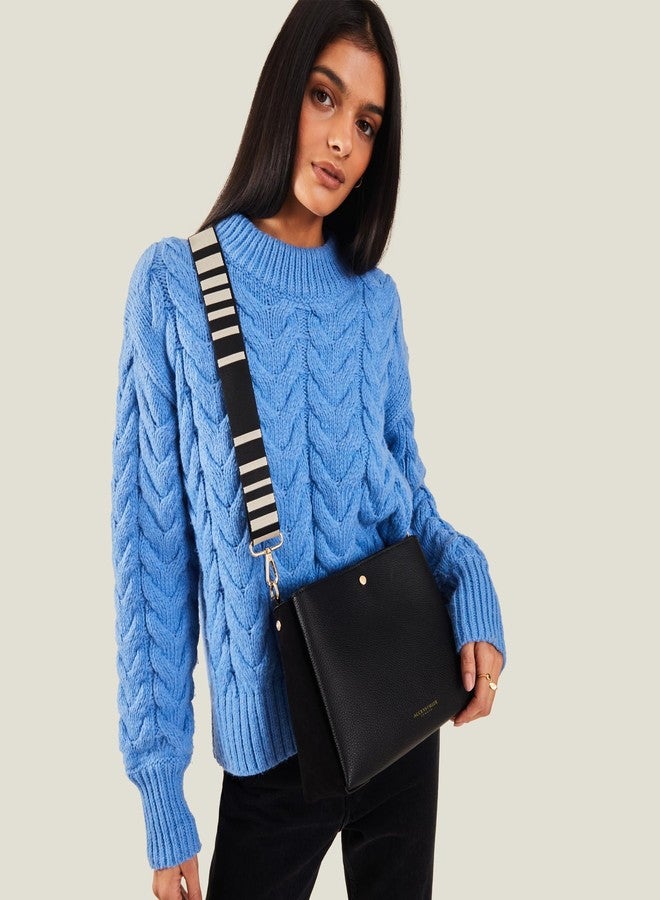 Accessorize London Women's Black Webbing Sling Bag | Bags for women | Ladies Purse Handbag | Bags for Women For Office Use, Work - Image 2